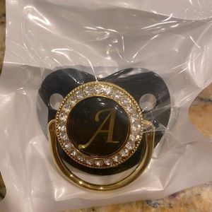 Monogram Gold/Bling Pacifier “A”
